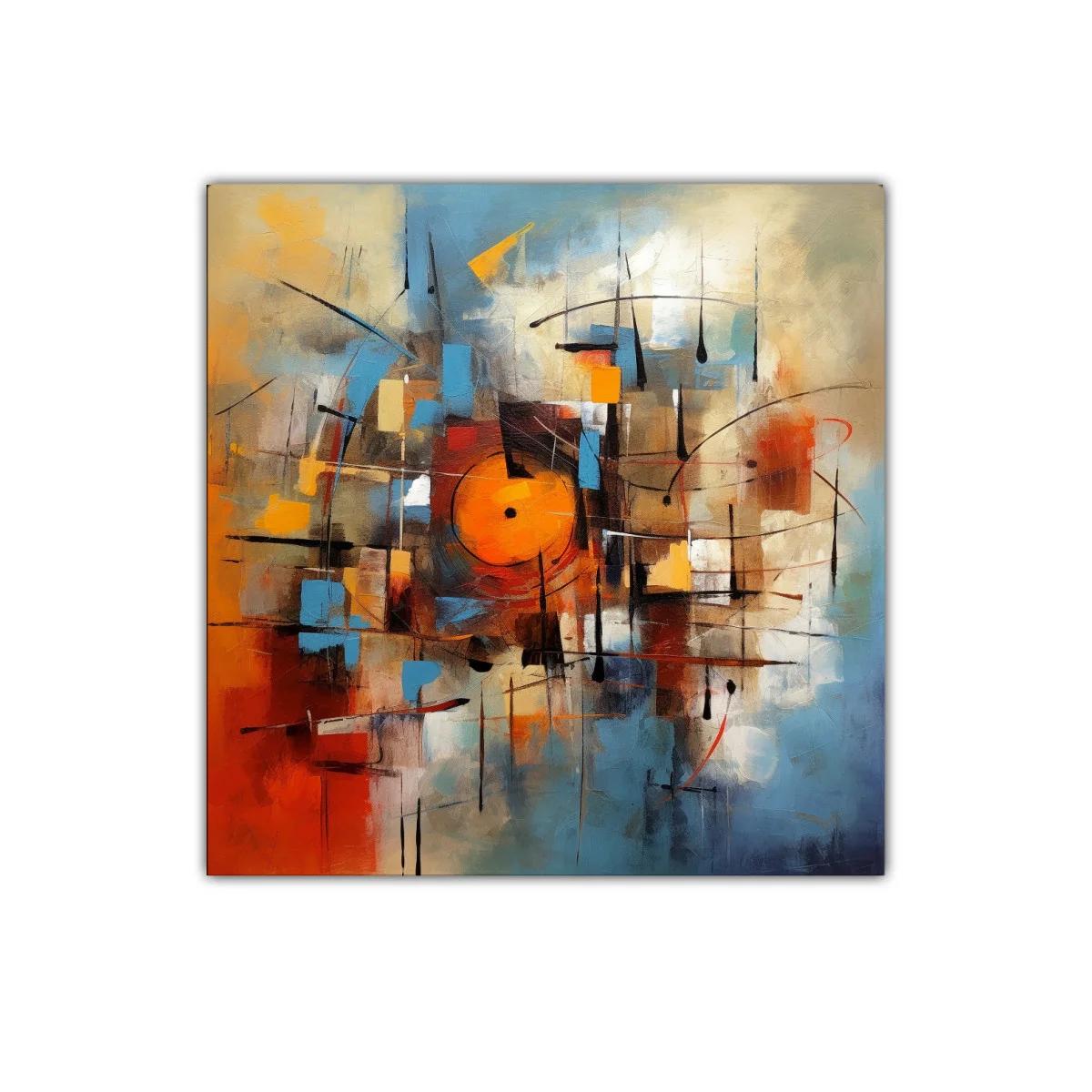 Cuadro abstracto moderno con vibrantes tonos cálidos y fríos — imagen principal