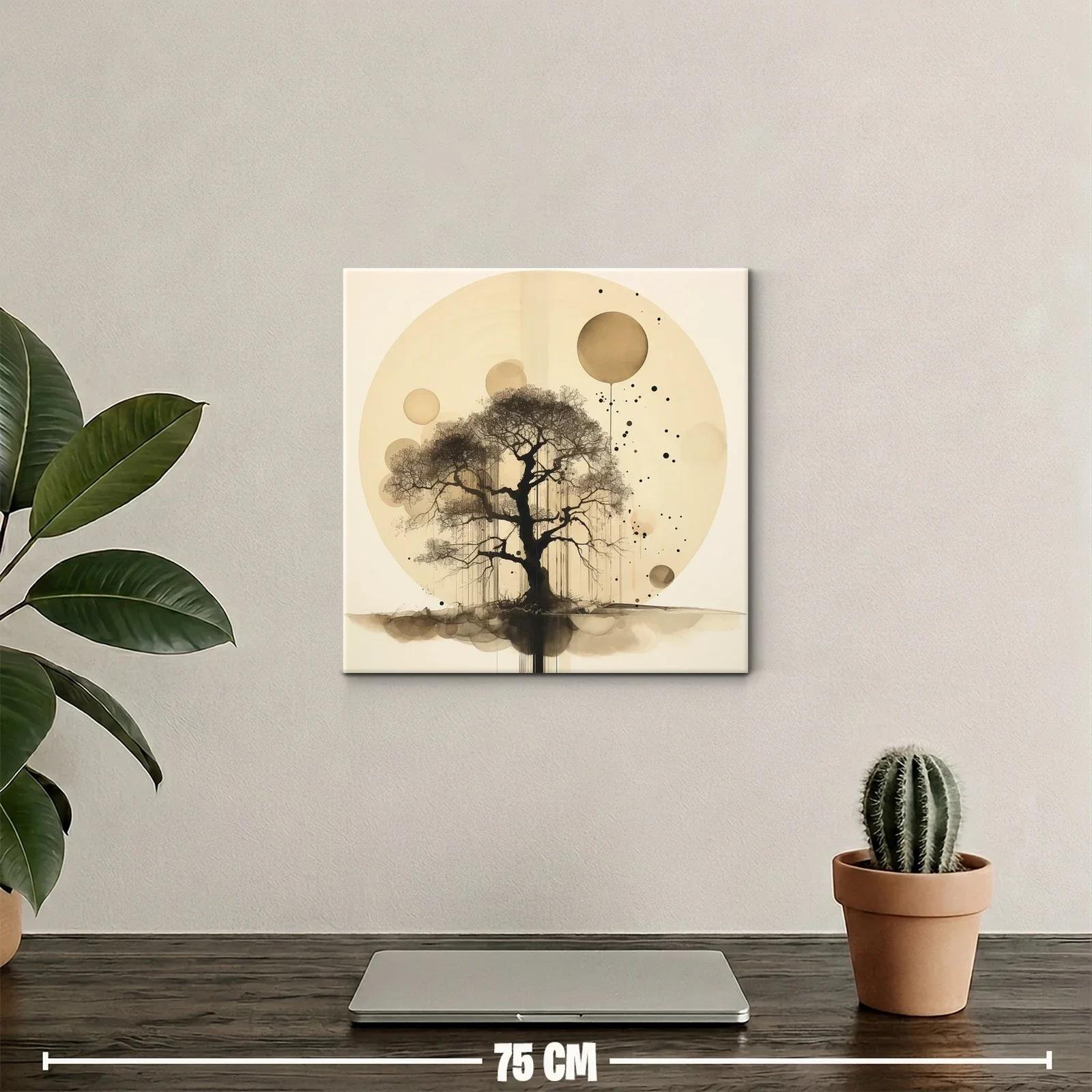 Árbol abstracto con círculos en tonos sepia — miniatura 2