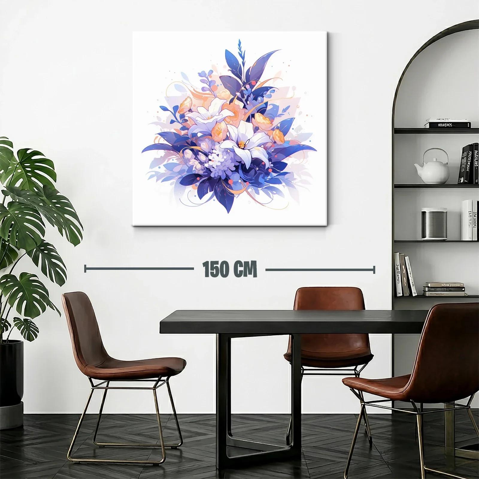 Armonioso ramo floral en tonos azules y melocotón — miniatura 2