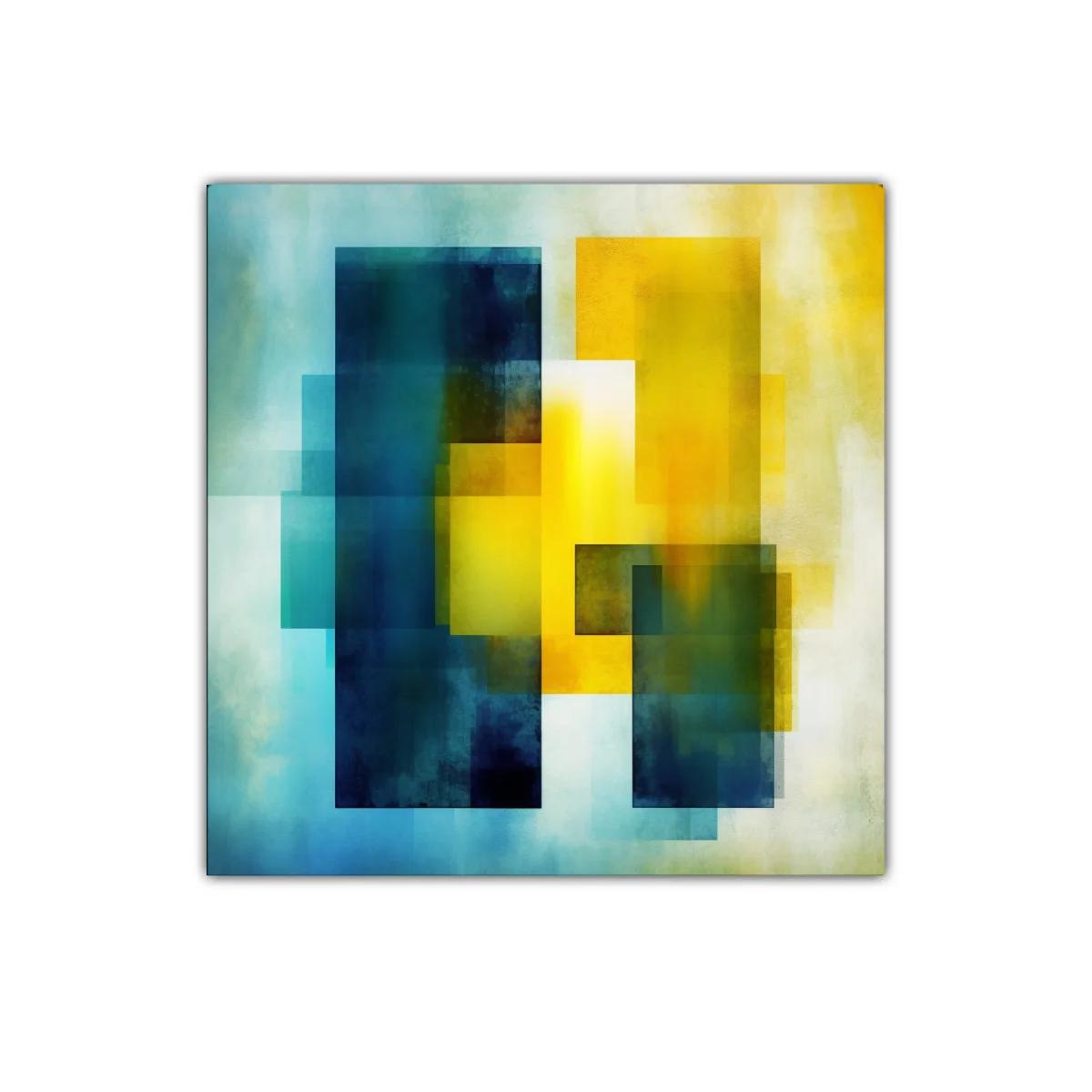 Composición abstracta con tonos azules y amarillos vibrantes — imagen principal