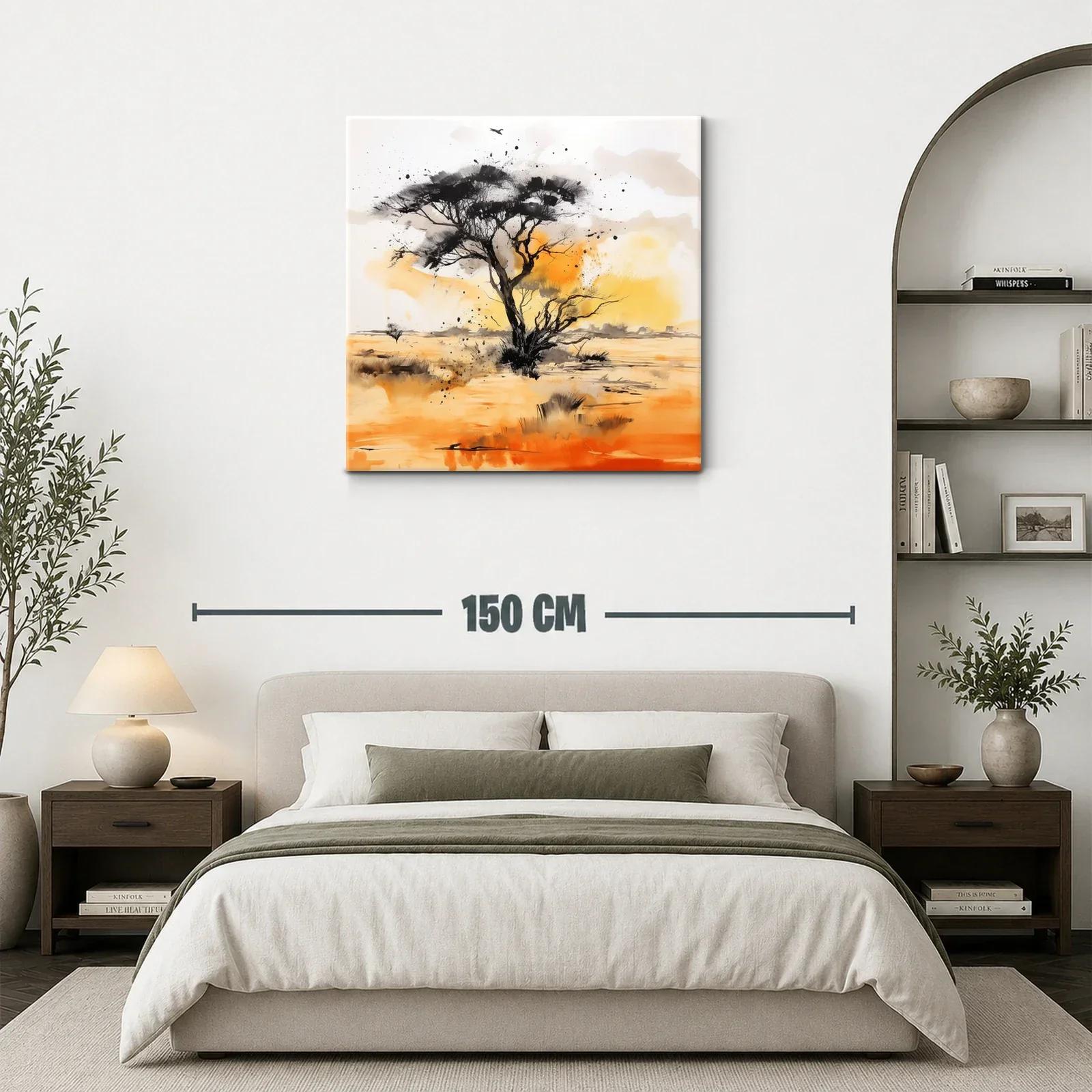 Árbol solitario al atardecer en horizonte desértico — miniatura 3