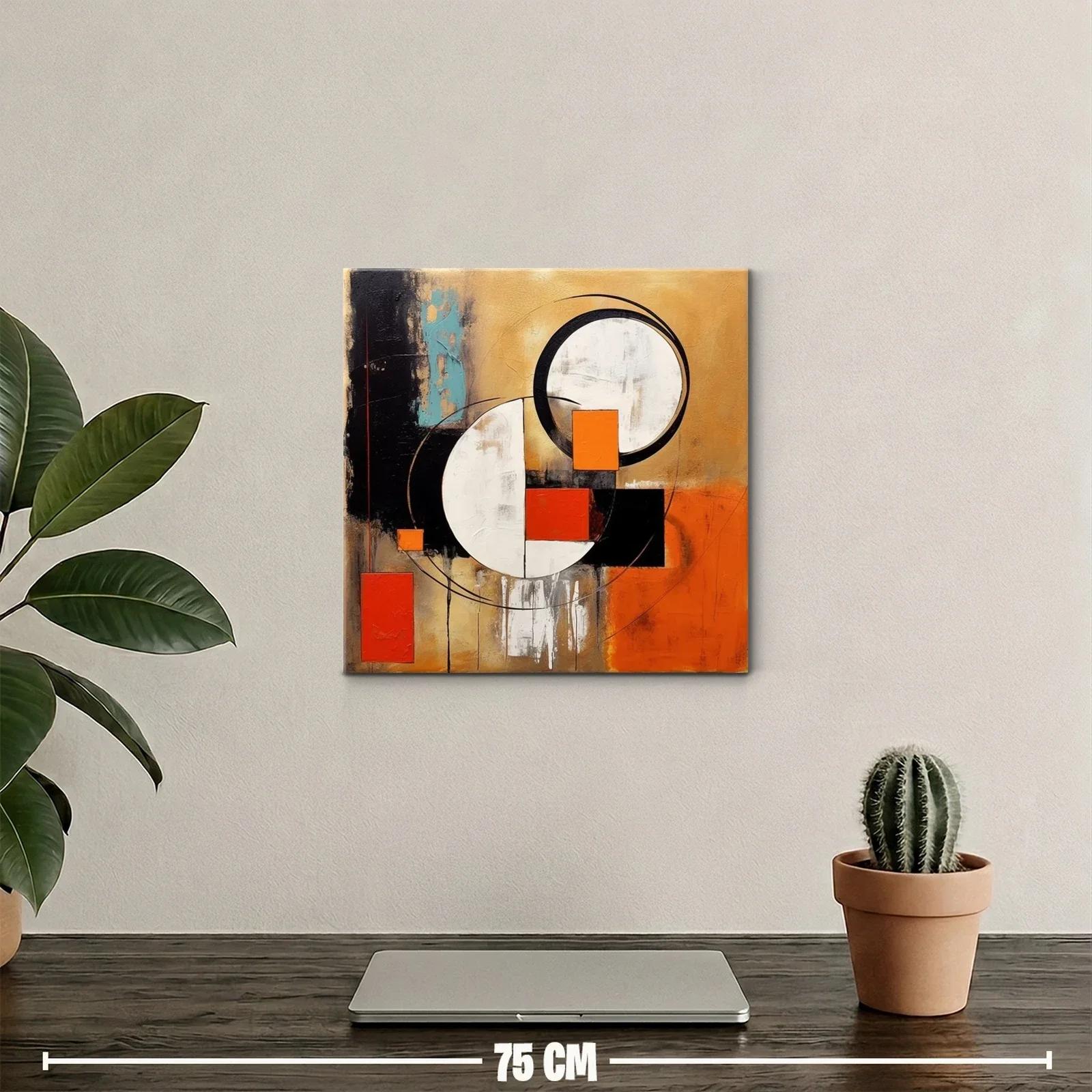 Cuadro abstracto con formas geométricas y tonos cálidos — miniatura 2