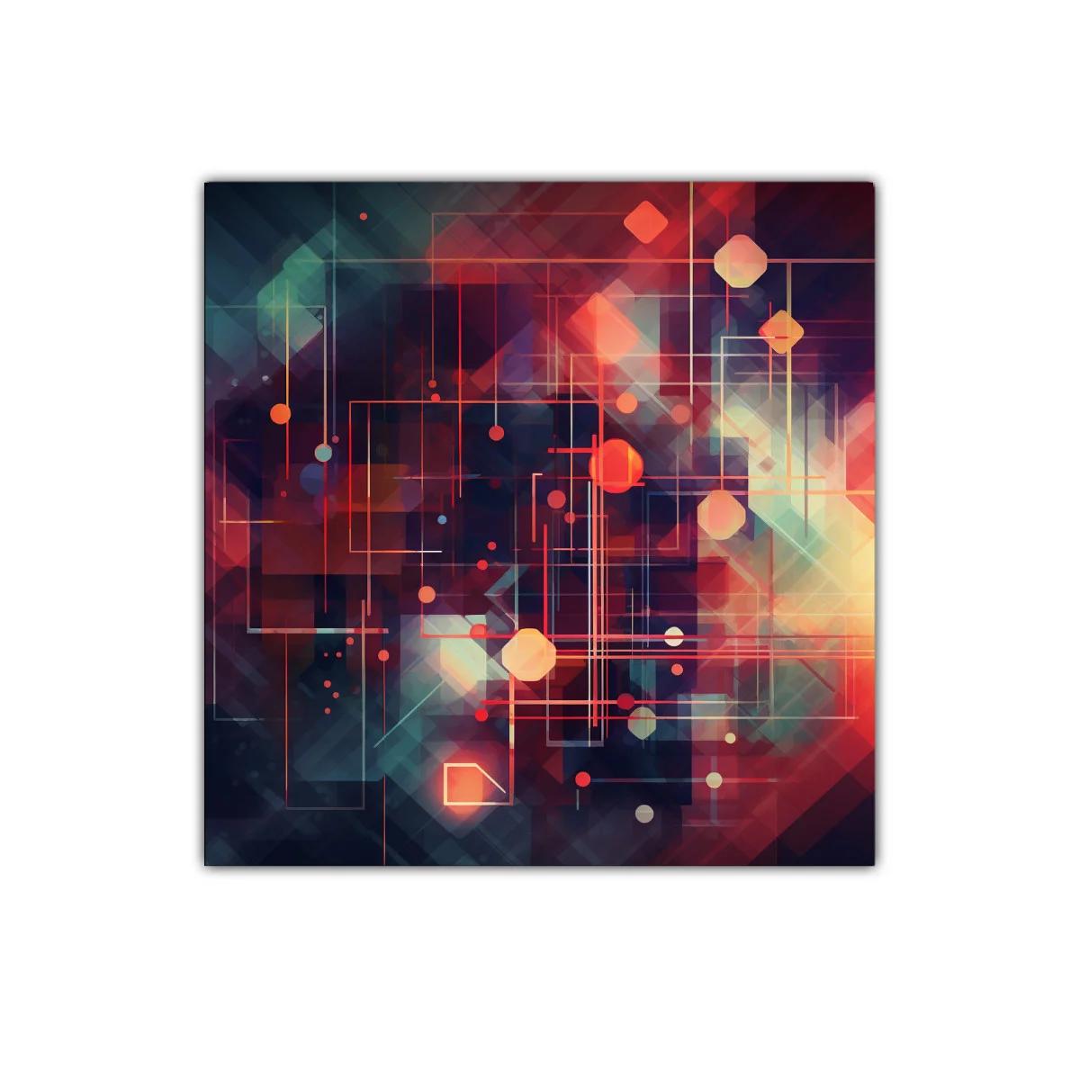 Cuadro abstracto con formas geométricas y luces vibrantes — imagen principal