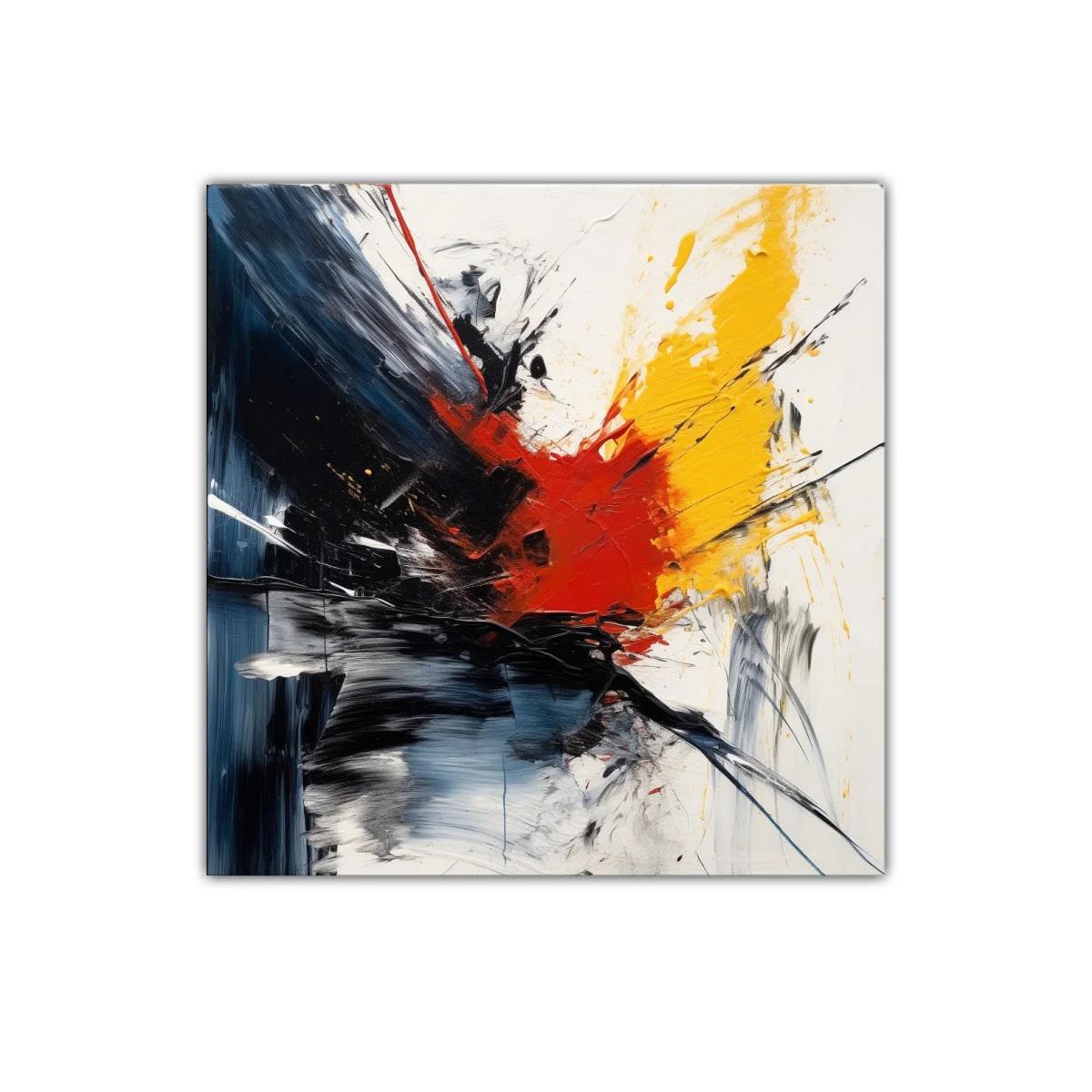 Cuadro abstracto con explosión de colores vibrantes y negros — imagen principal