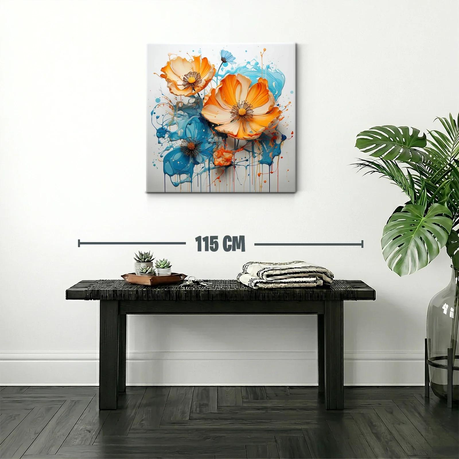 Flores vibrantes en tonos naranjas y azules dinámicos — miniatura 2