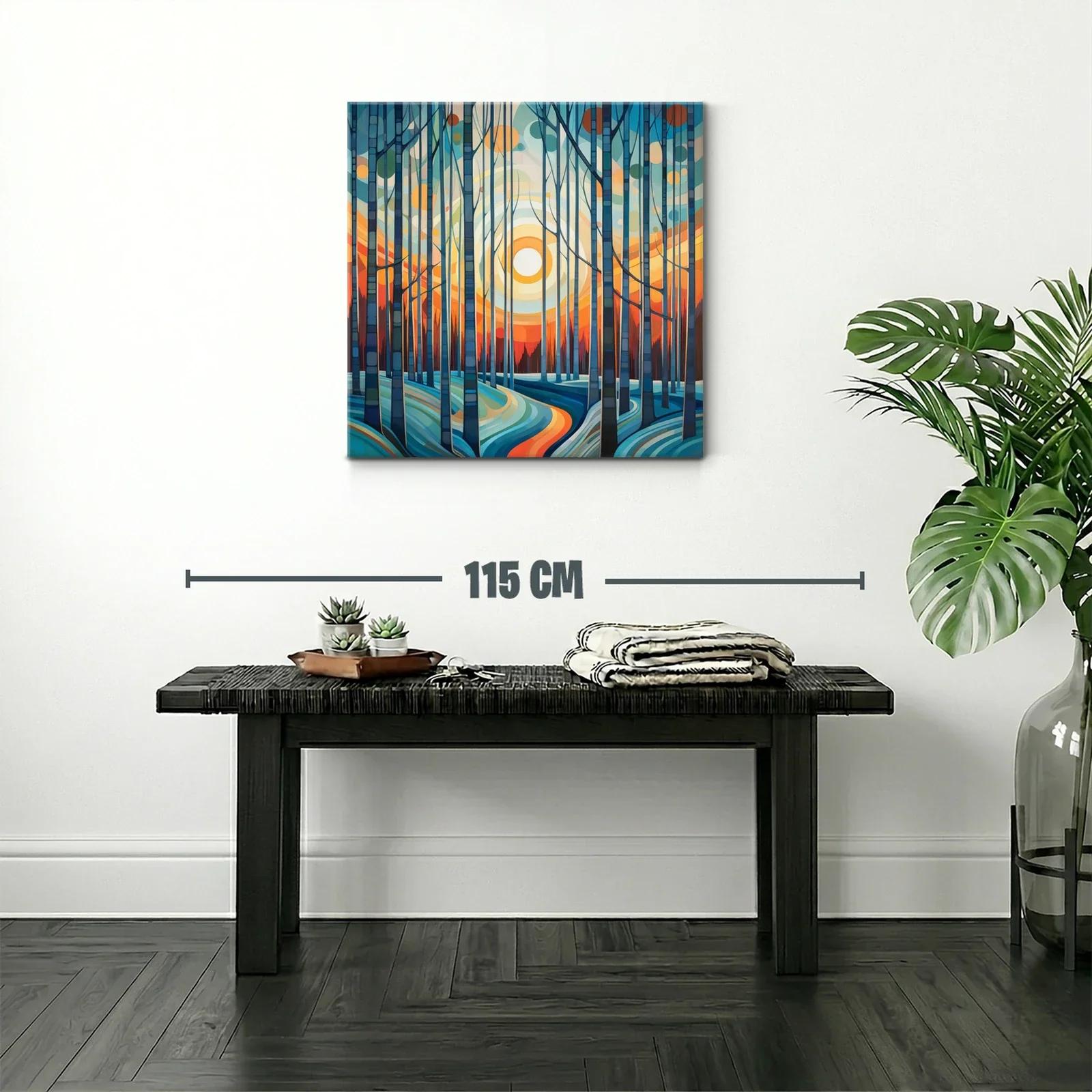 Paisaje forestal abstracto con luz cálida al amanecer — miniatura 2