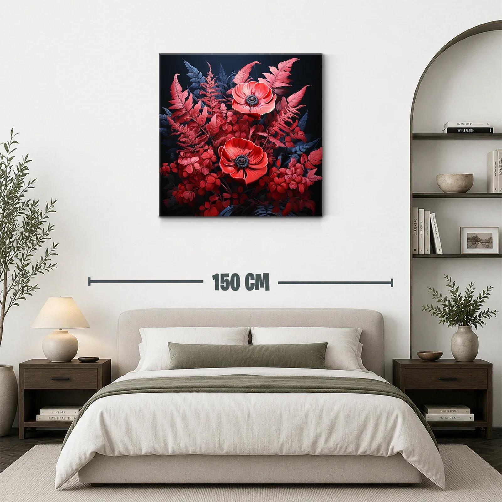 Elegante ramo floral en tonos rojos y azul oscuro — miniatura 3