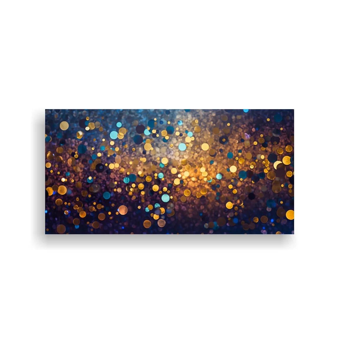 Cuadro luces desenfocadas doradas y turquesa — imagen principal