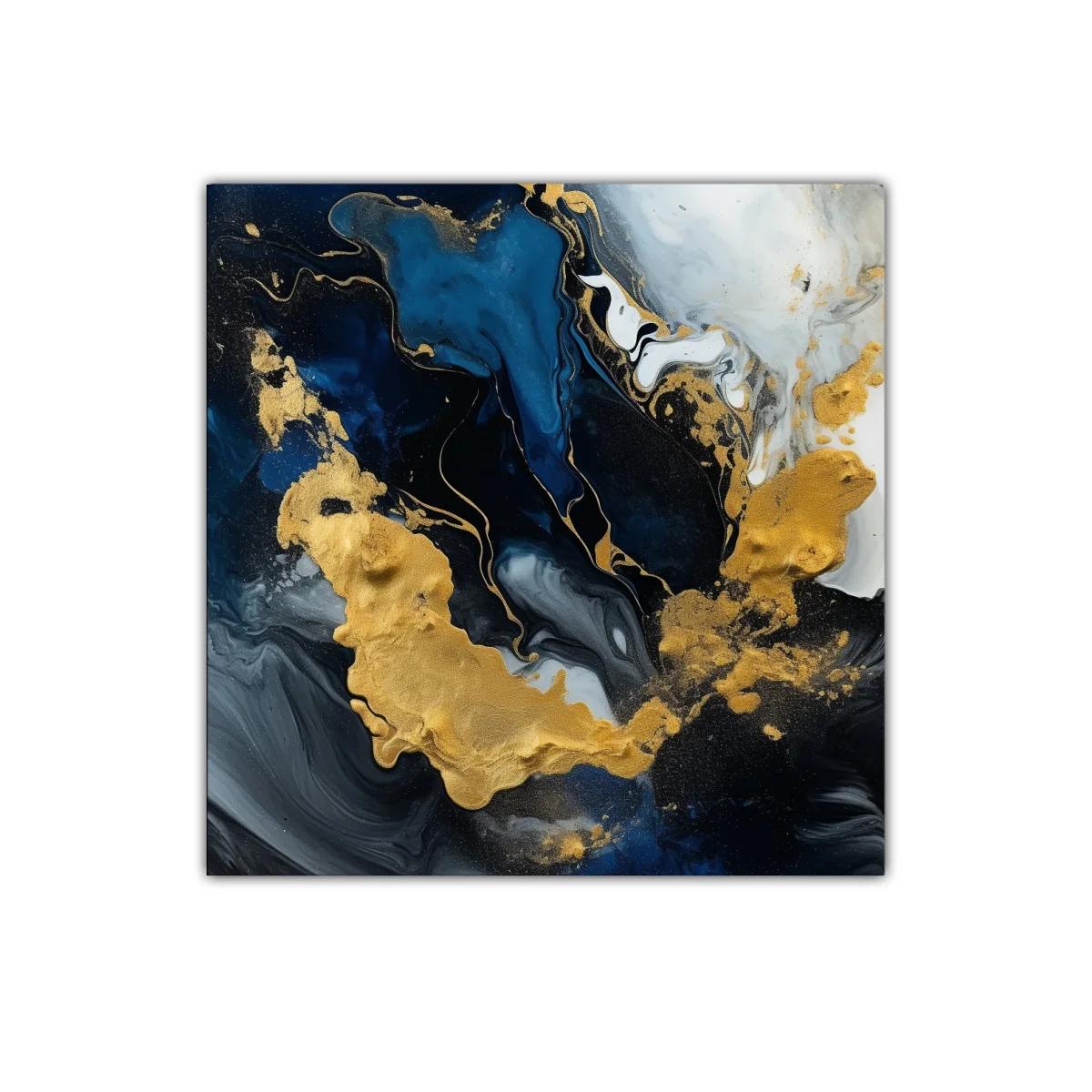 Composición abstracta en tonos azul y dorado brillante