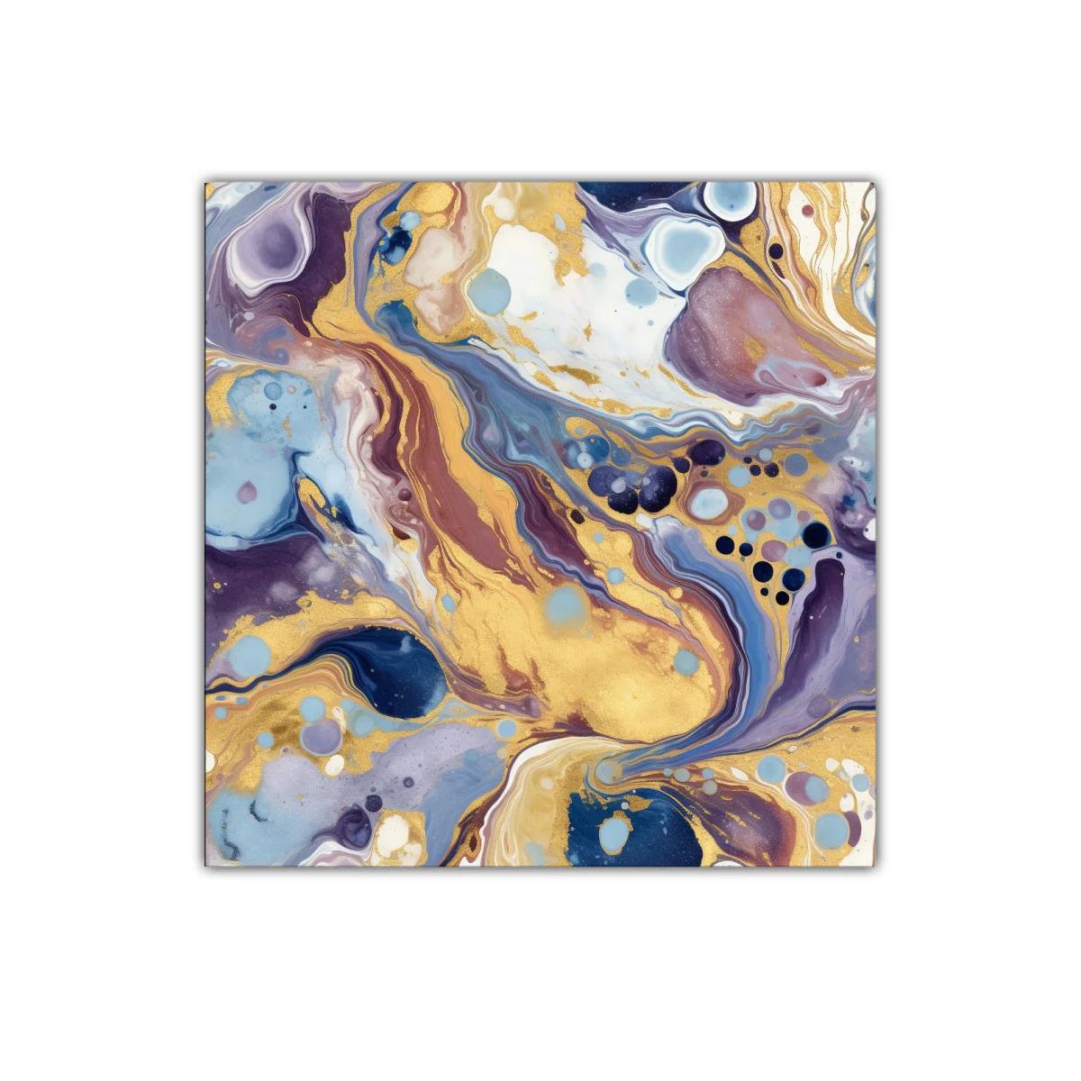 Cuadro abstracto con destellos dorados y tonos suaves