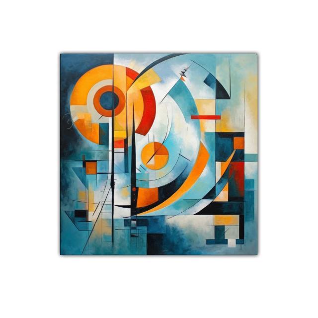 Cuadro abstracto moderno con formas geométricas y colores vibrantes