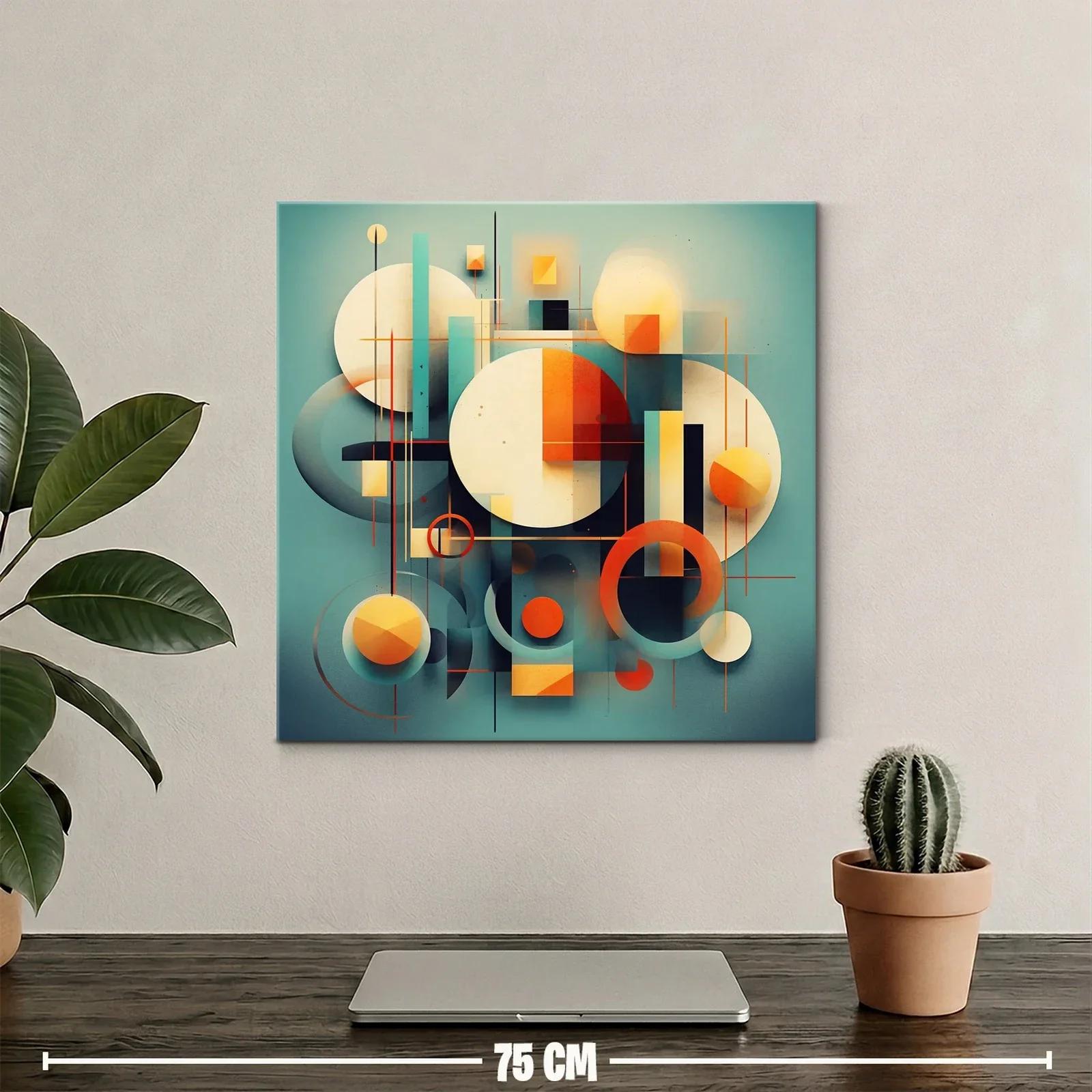 Composición abstracta con círculos y líneas en tonos cálidos y fríos — miniatura 2