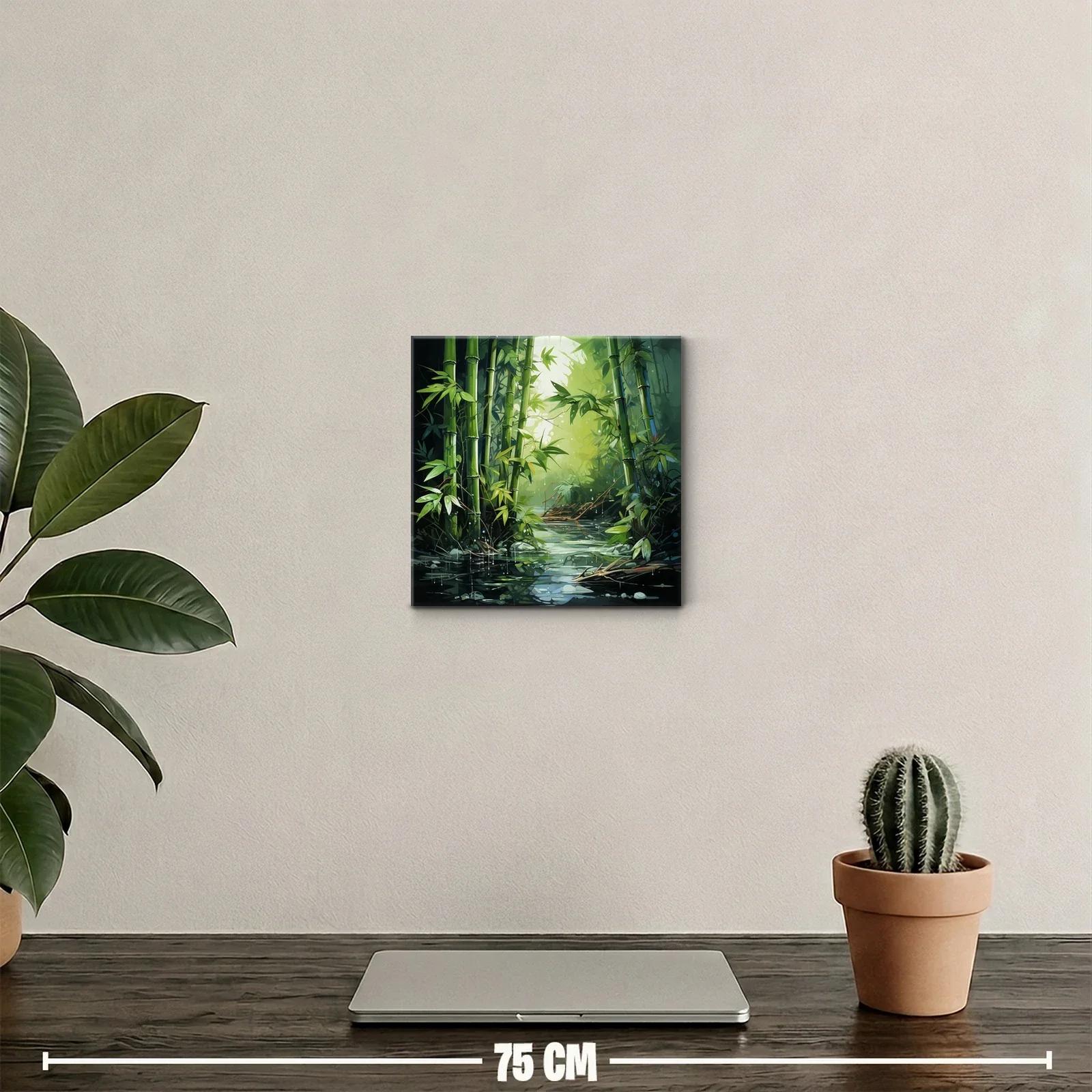 Serenidad en bosque de bambú con reflejos de agua — miniatura 2
