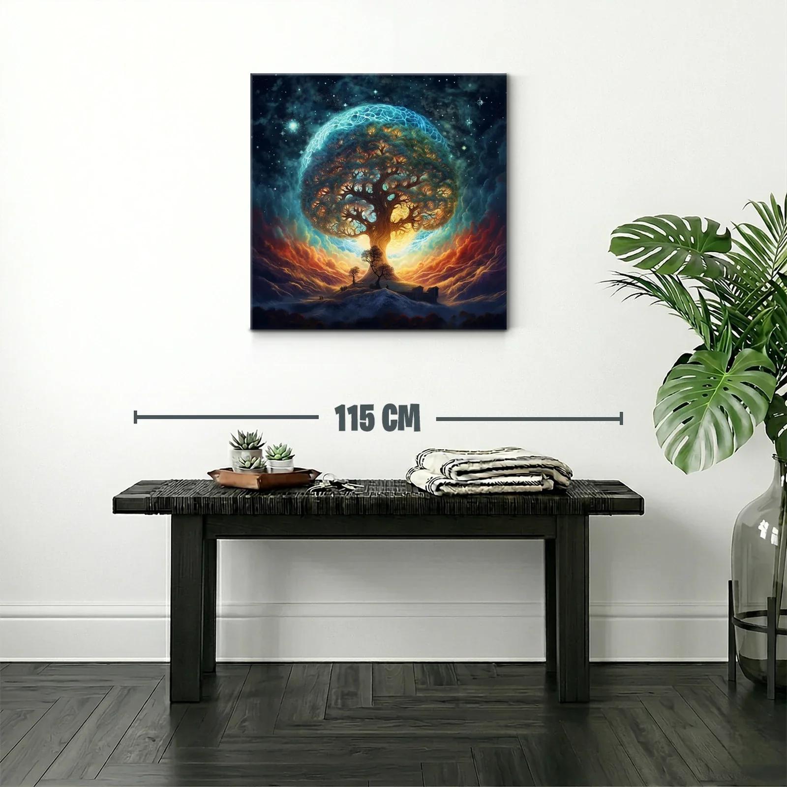 Árbol de la vida iluminado en cielo estrellado místico — miniatura 2