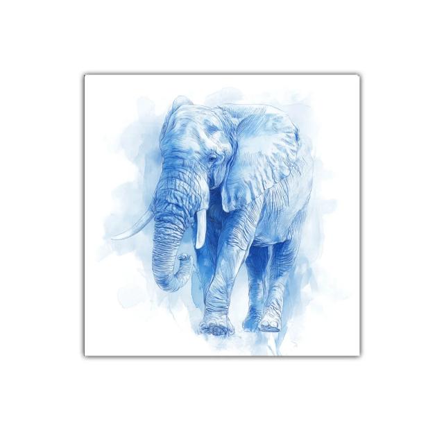 Elefante en tonos azules con estilo detallado y suave