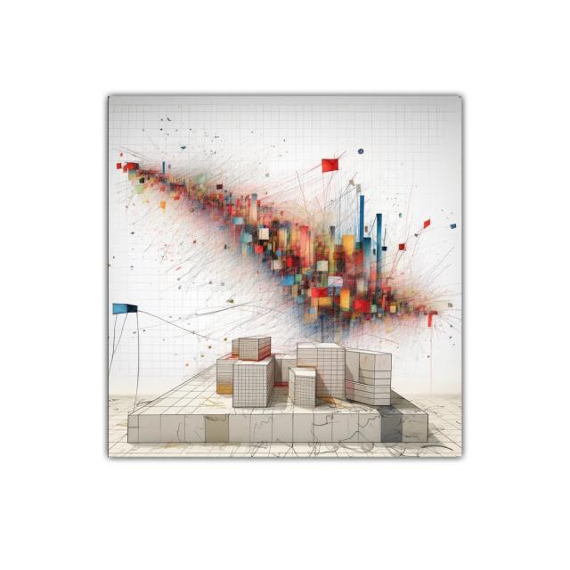 Composición abstracta con formas geométricas y colores vivos