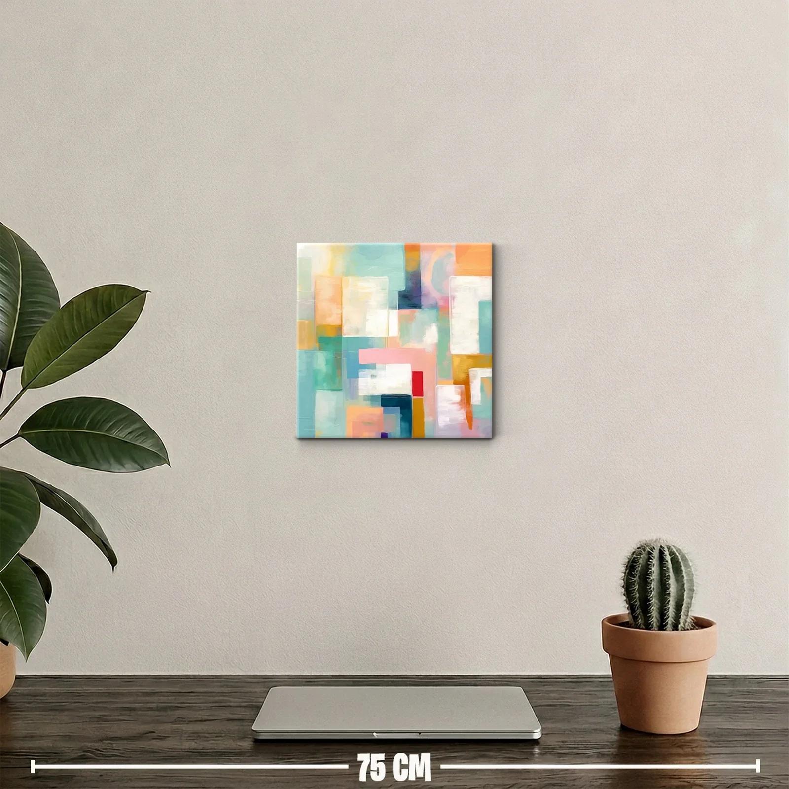 Composición abstracta con tonos pastel y vivos acentos — miniatura 2