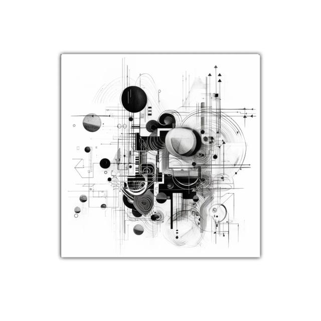 Composición abstracta geométrica en blanco y negro
