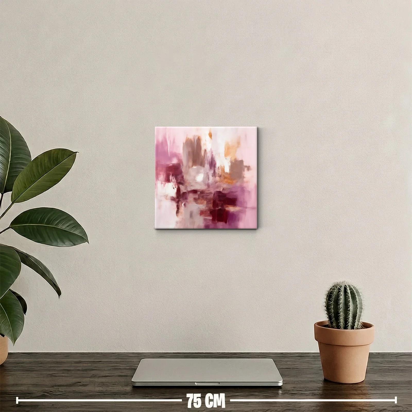 Cuadro abstracto en tonos rosas y ocres para decoración moderna — miniatura 2