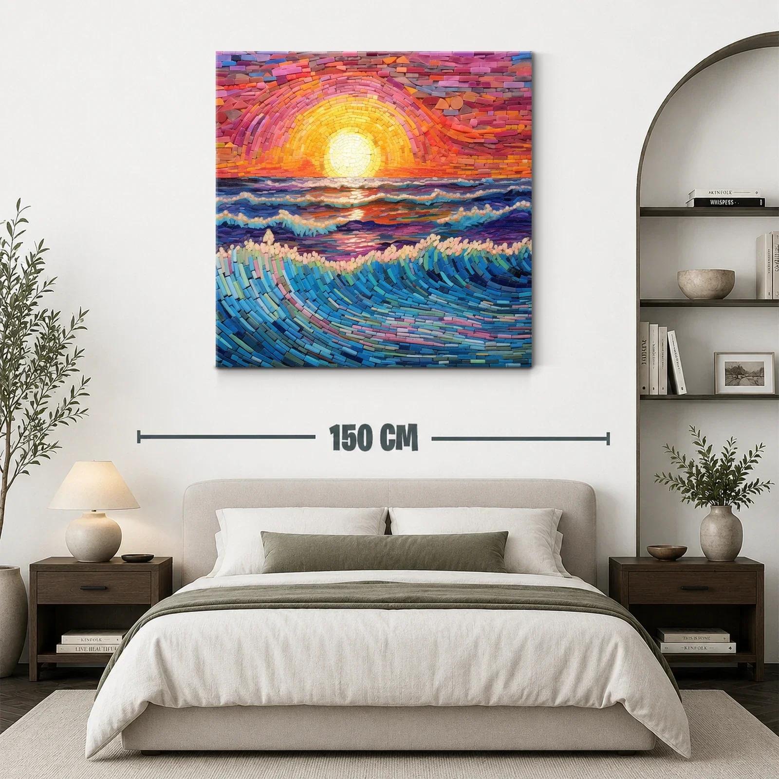 Mosaico de atardecer vibrante sobre el mar en calma — miniatura 3