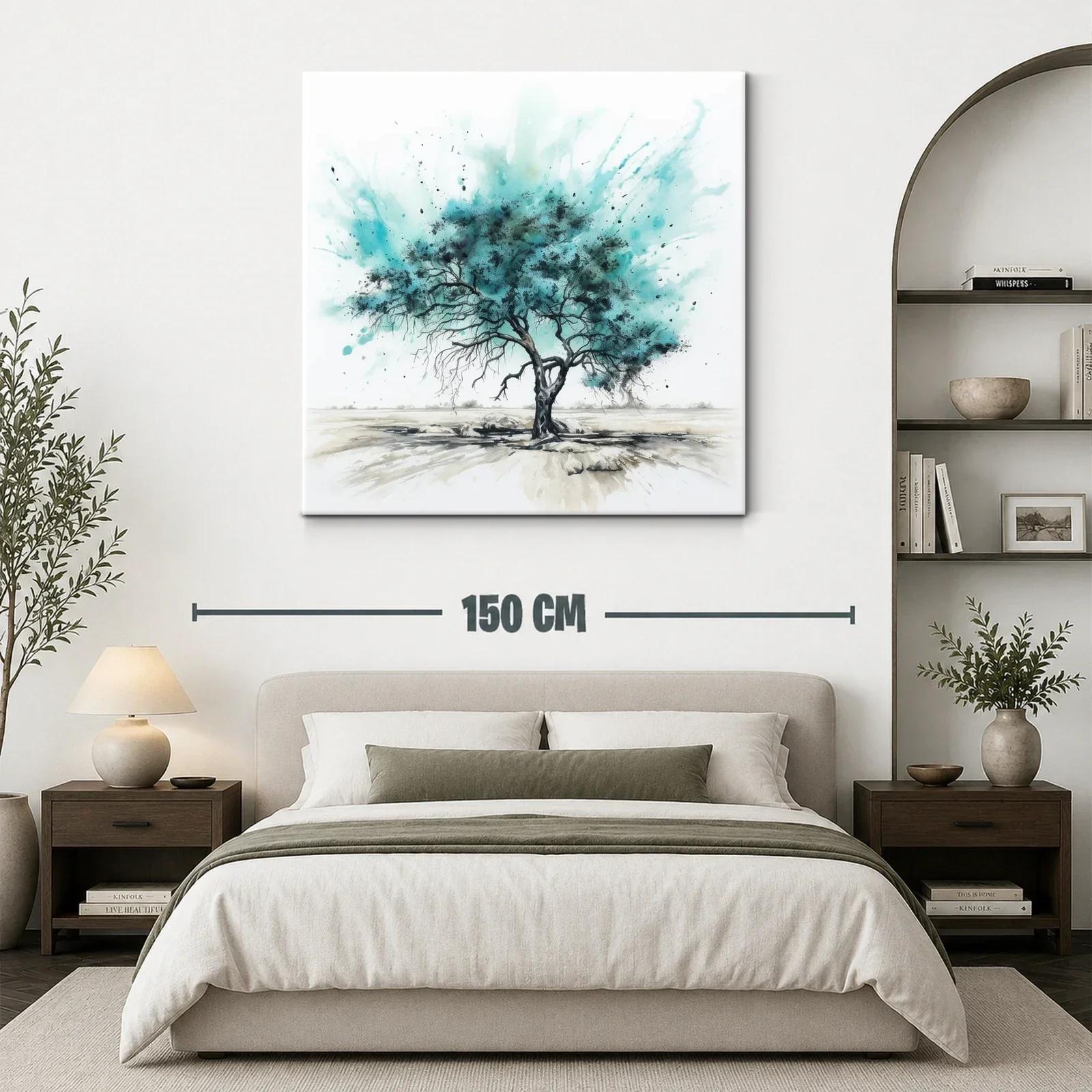 Árbol solitario con vibrantes tonos turquesa y negro — miniatura 3