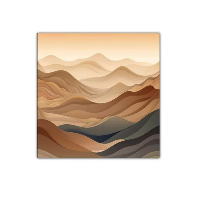 Paisaje abstracto en tonos tierra y líneas onduladas