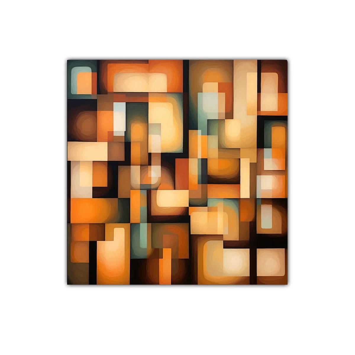 Cuadro abstracto en tonos cálidos y formas geométricas — imagen principal