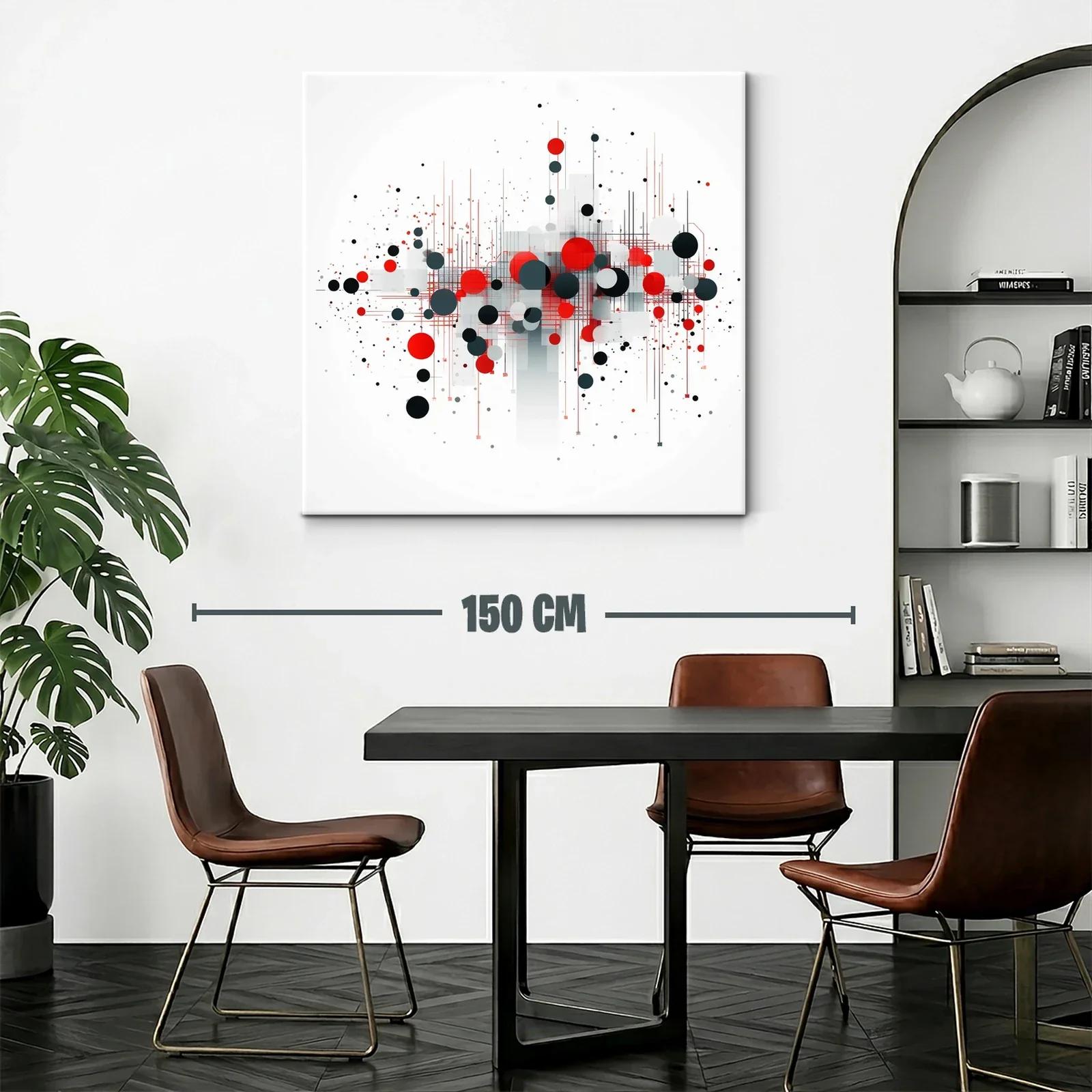 Cuadro Abstracto con Esferas Rojas y Negras en Composición Moderna — miniatura 2