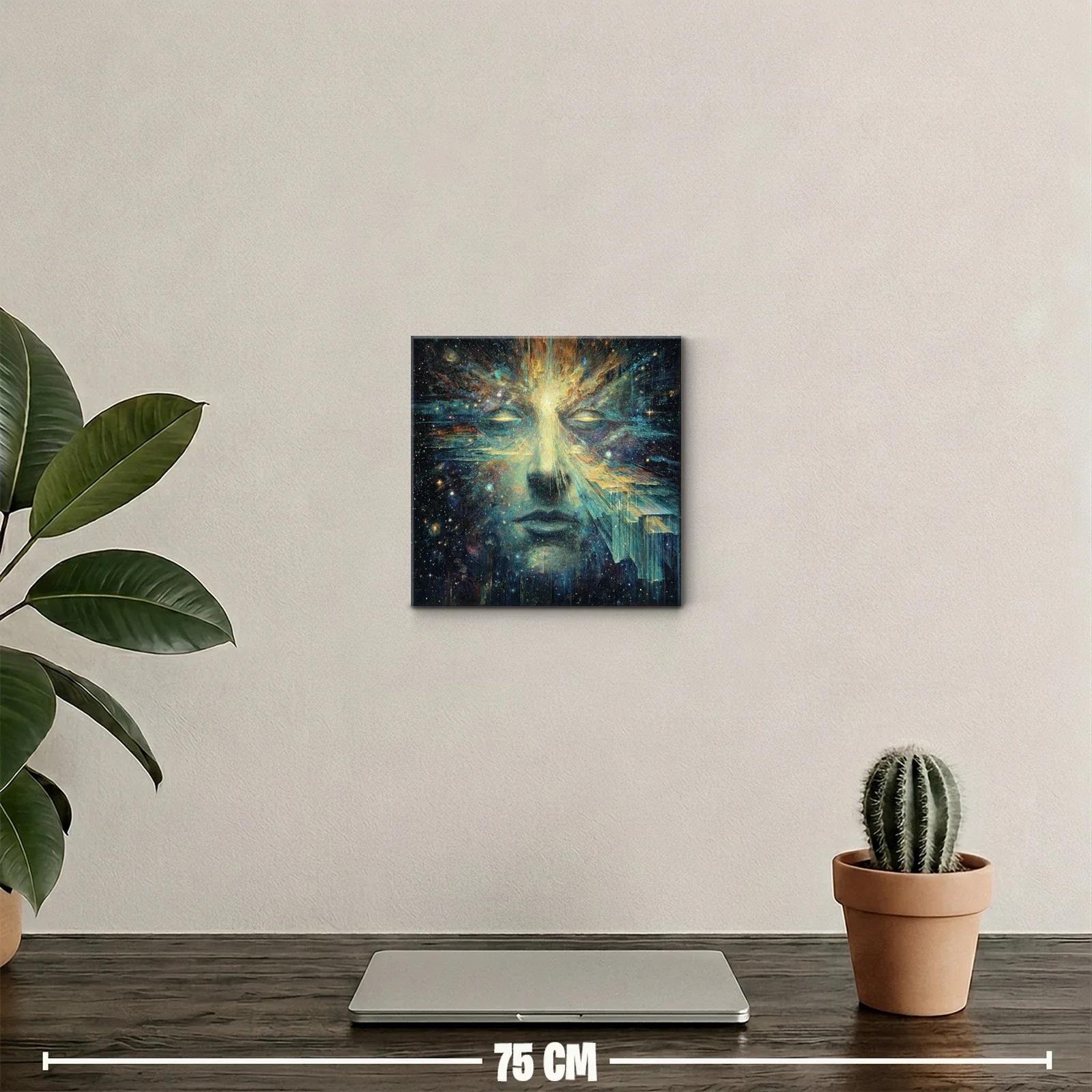 Rostro cósmico con energía luminosa y fractales celestes — miniatura 2