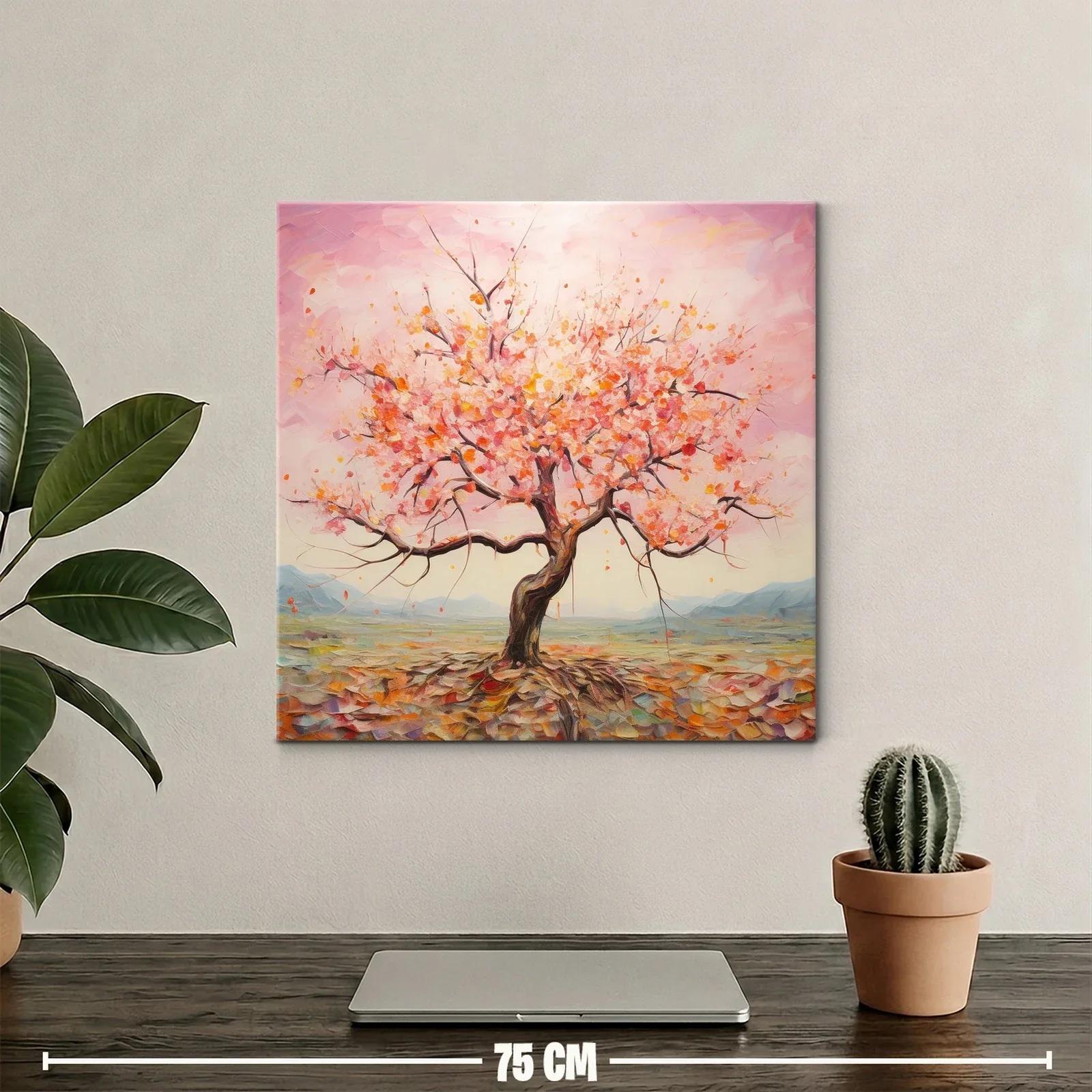 Árbol en flor con tonos cálidos y paisaje suave — miniatura 2