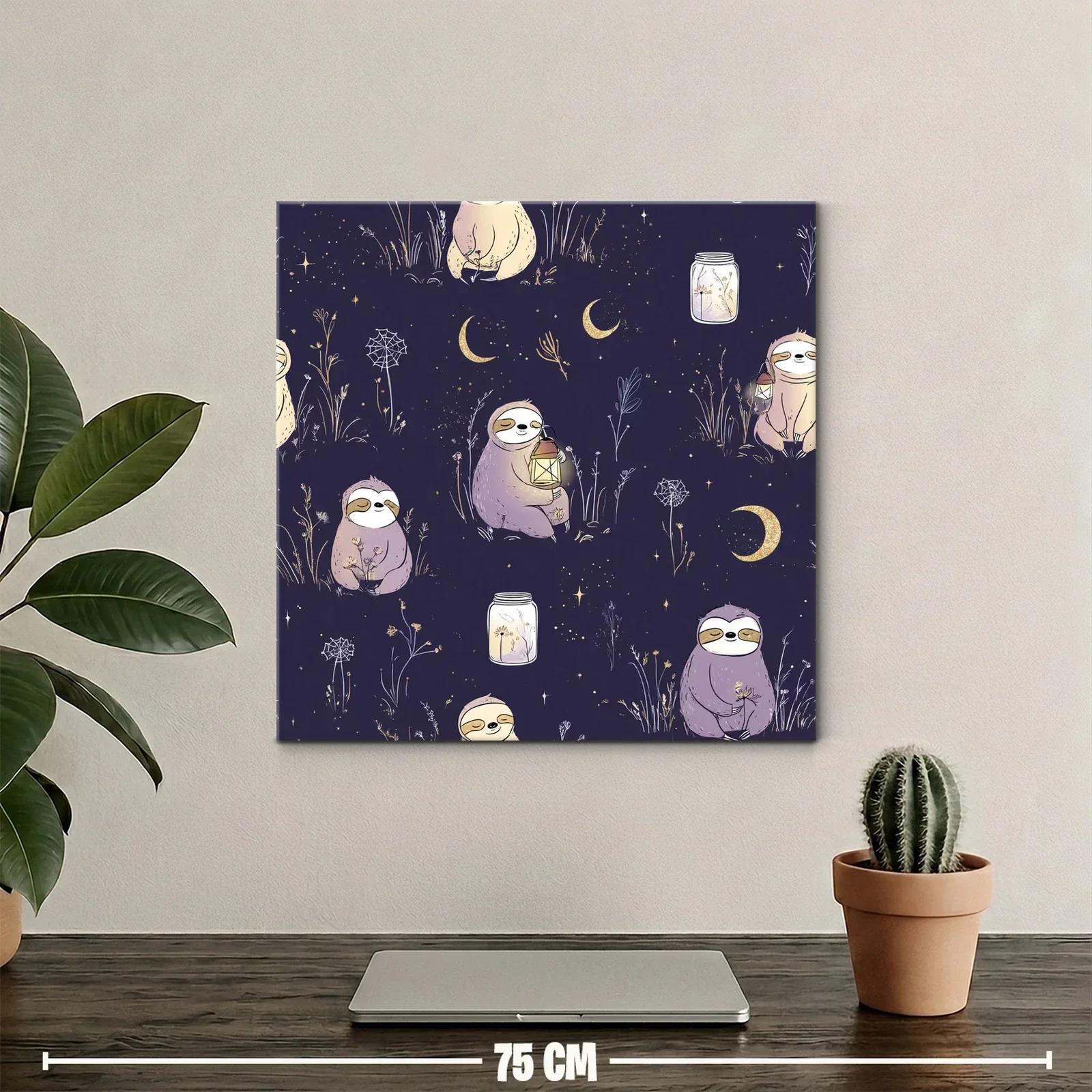 Cuadro infantil con perezosos y lunares dorados para habitación — miniatura 2