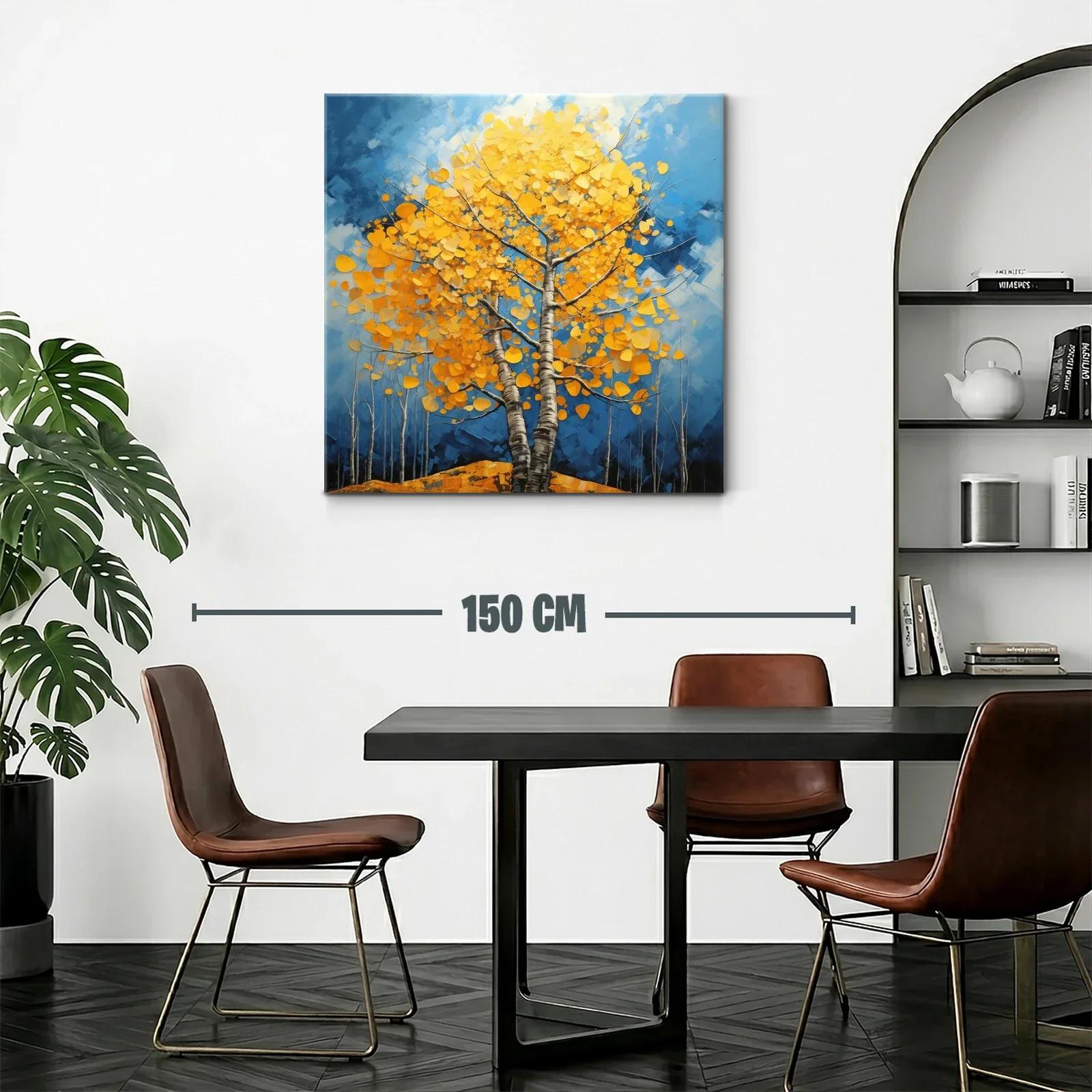Árbol en otoño con hojas doradas sobre cielo azul — miniatura 2