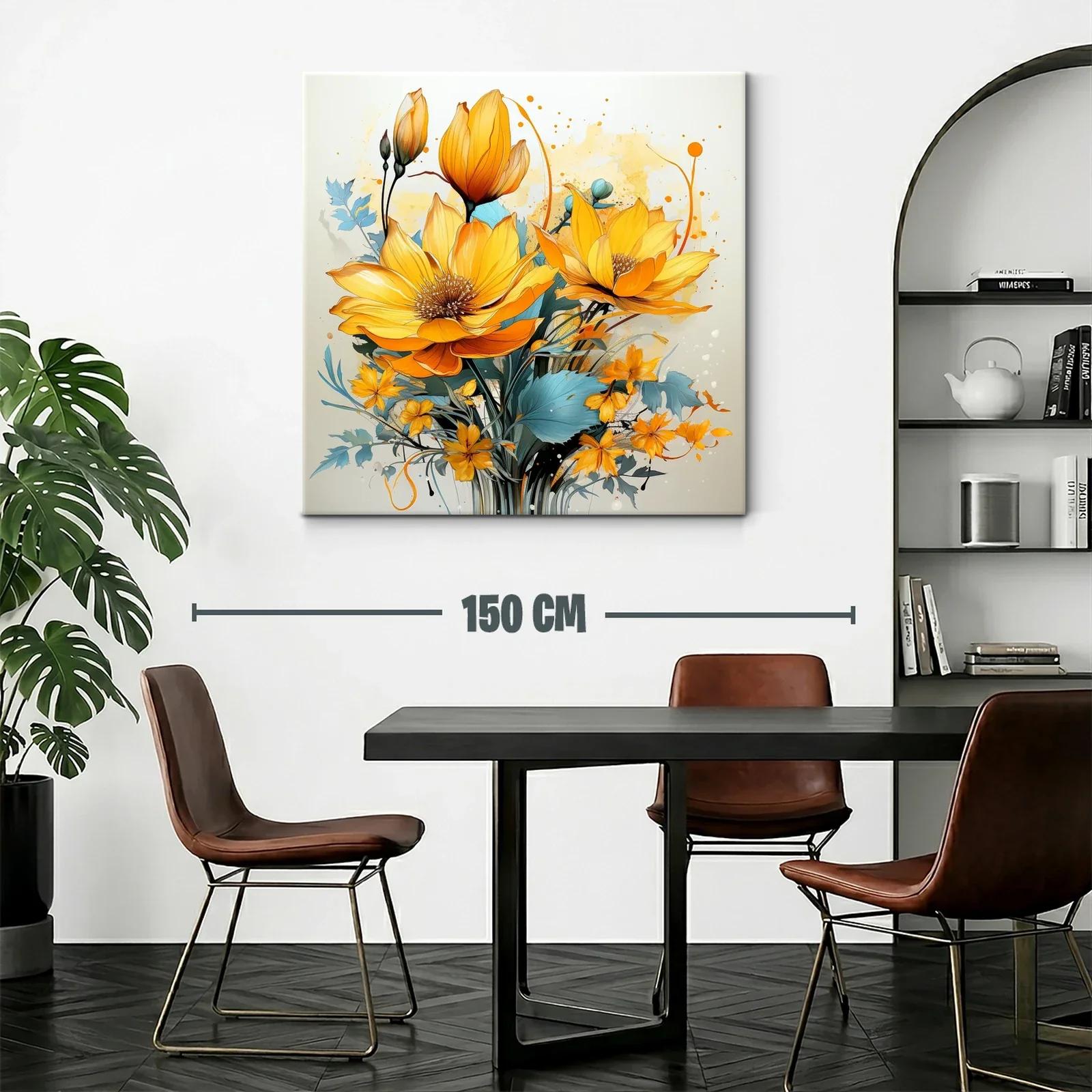 Flores vibrantes en tonos cálidos y azules suaves — miniatura 2
