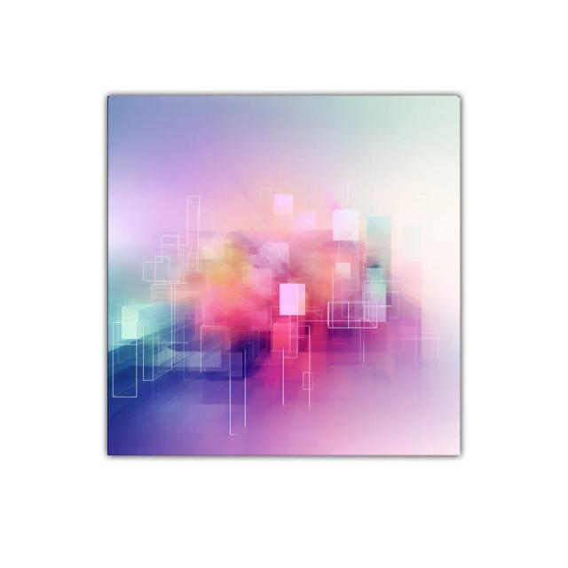 Composición abstracta con tonos pastel y líneas geométricas delicadas