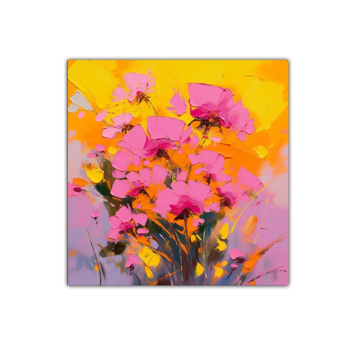 Cuadro decorativo con flores vibrantes en tonos rosas y naranjas — imagen principal