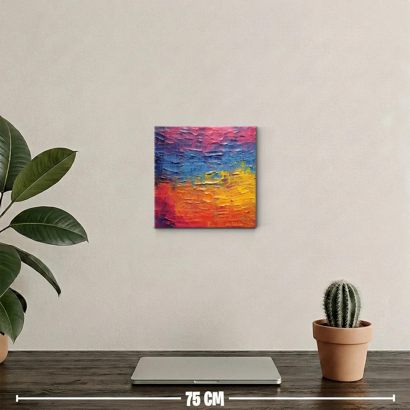 Cuadro abstracto con vibrantes tonos cálidos y fríos — miniatura 2