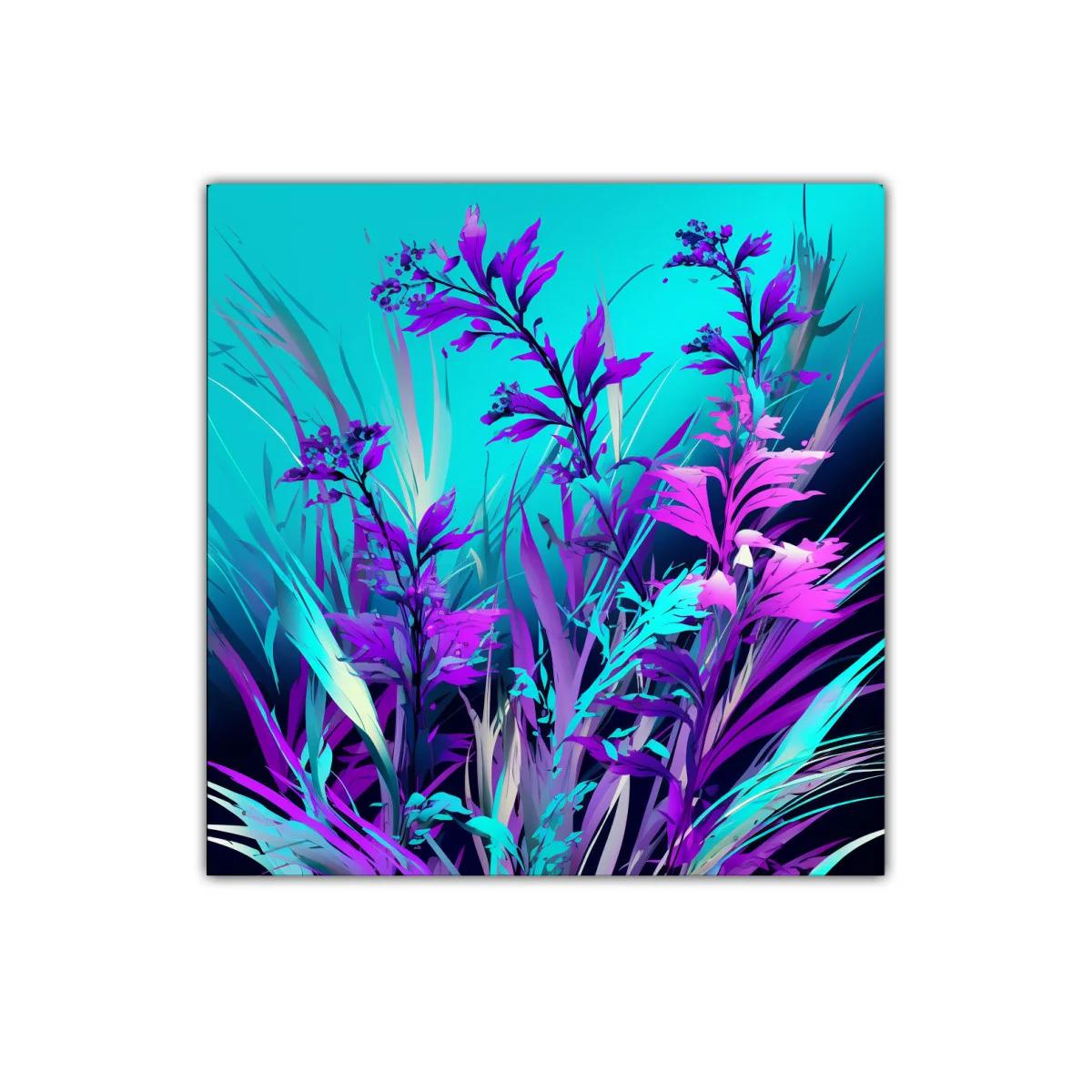 Cuadro con Flores Vibrantes en Tonos Morados y Azules — imagen principal