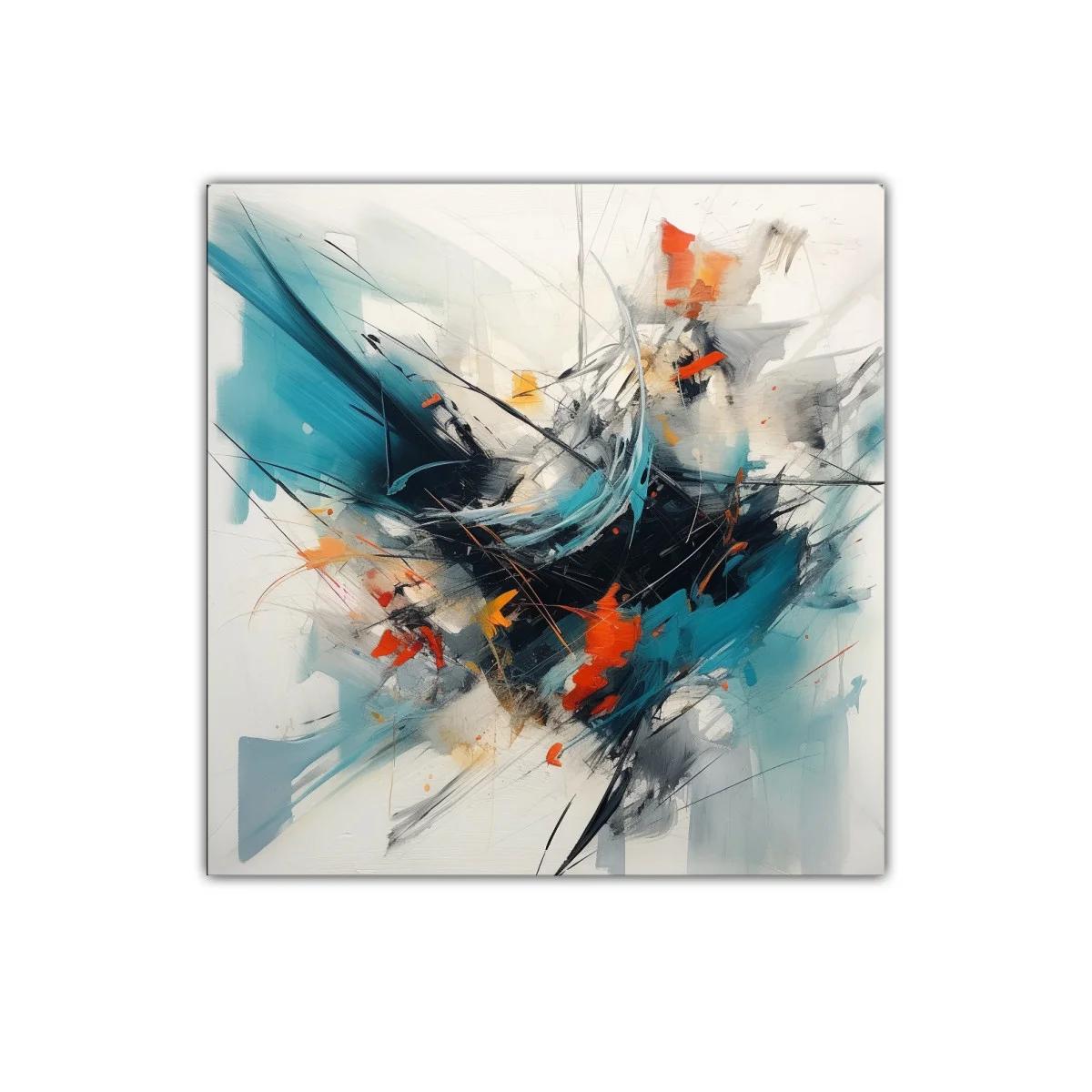 Composición abstracta con tonos turquesa y naranjas vibrantes — miniatura 1