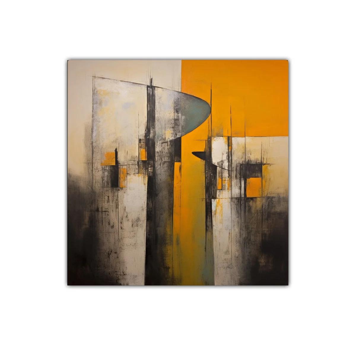 Composición abstracta con formas geométricas en tonos cálidos
