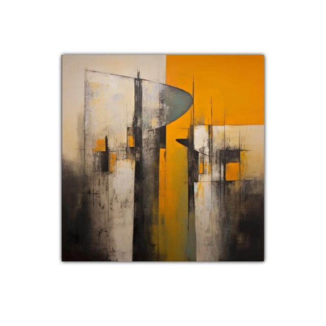 Composición abstracta con formas geométricas en tonos cálidos