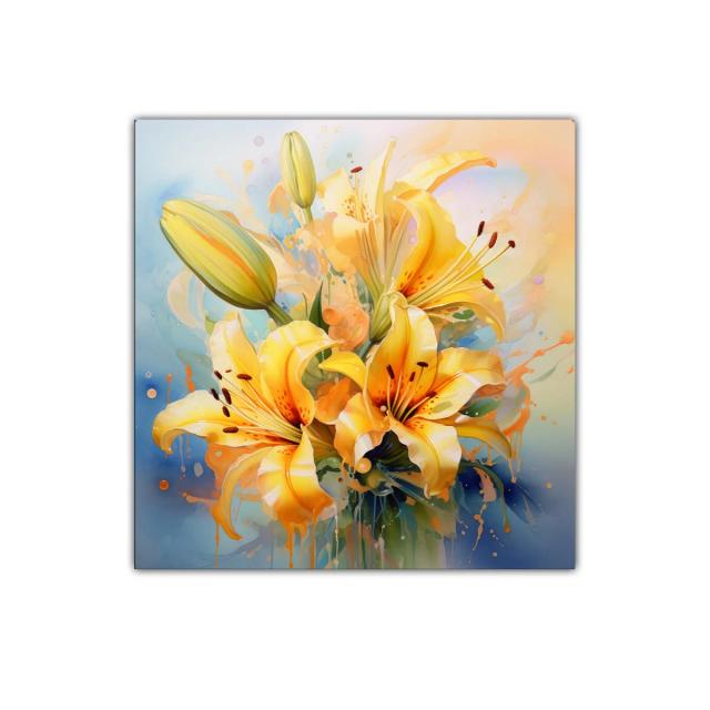 Cuadro decorativo con vibrantes lirios amarillos