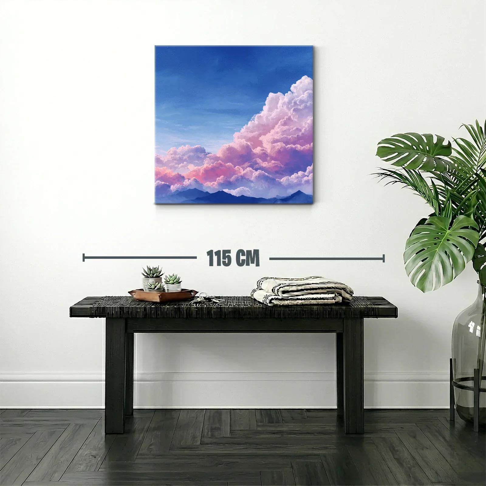 Cielo crepuscular con nubes rosas y montañas azuladas — miniatura 2