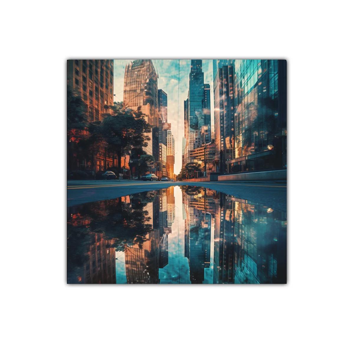 Reflejo urbano en atardecer vibrante y moderno — imagen principal