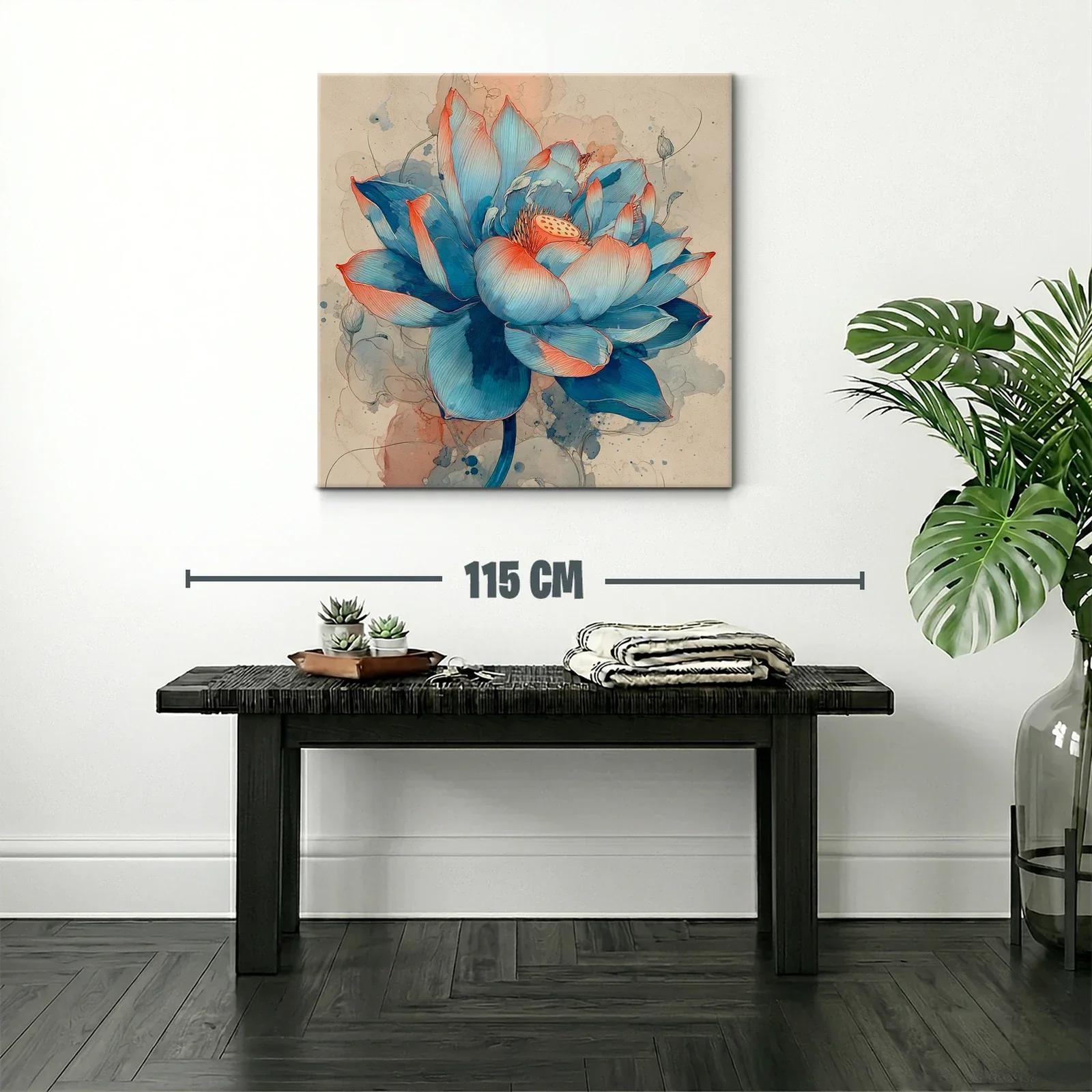 Flor Azul con Detalles Rojizos en Estilo Acuarela — miniatura 2