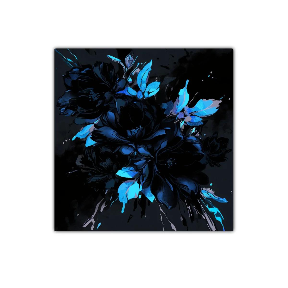 Elegancia floral en tonos oscuros y azules vibrantes