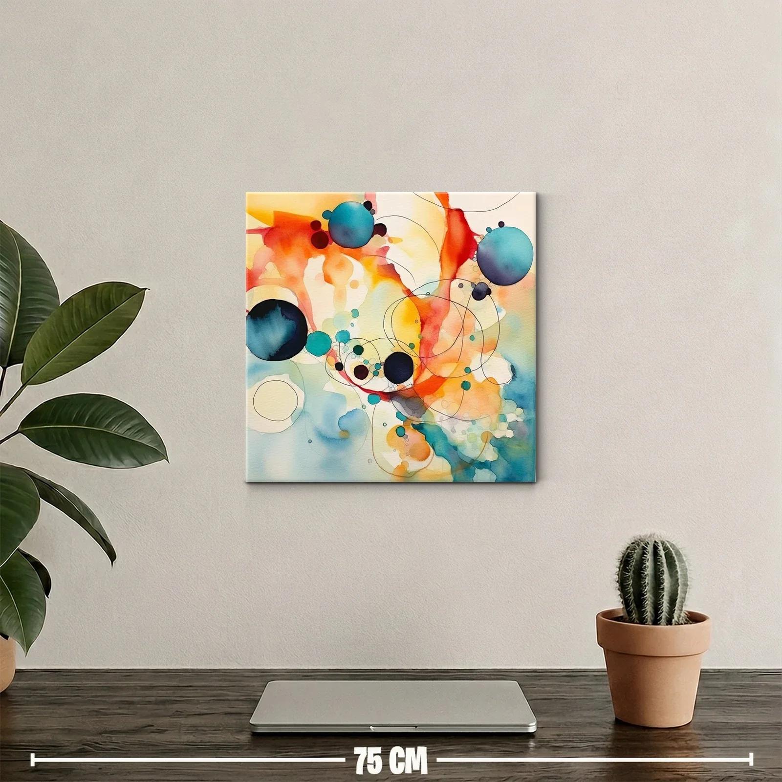 Arte abstracto con círculos vibrantes y trazos delicados — miniatura 2