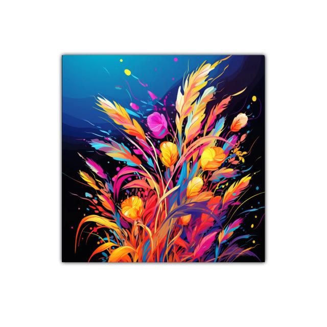 Cuadro decorativo con explosión floral de colores vivos