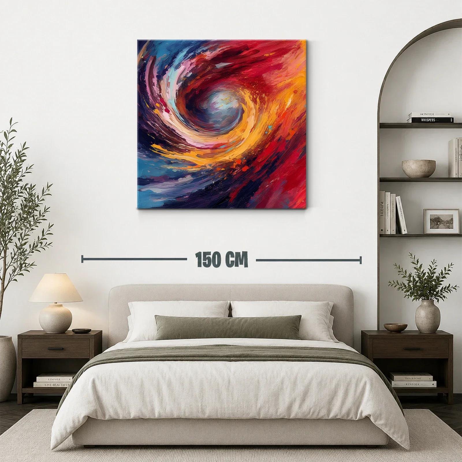 Cuadro abstracto remolino en vibrantes tonos cálidos y fríos — miniatura 3