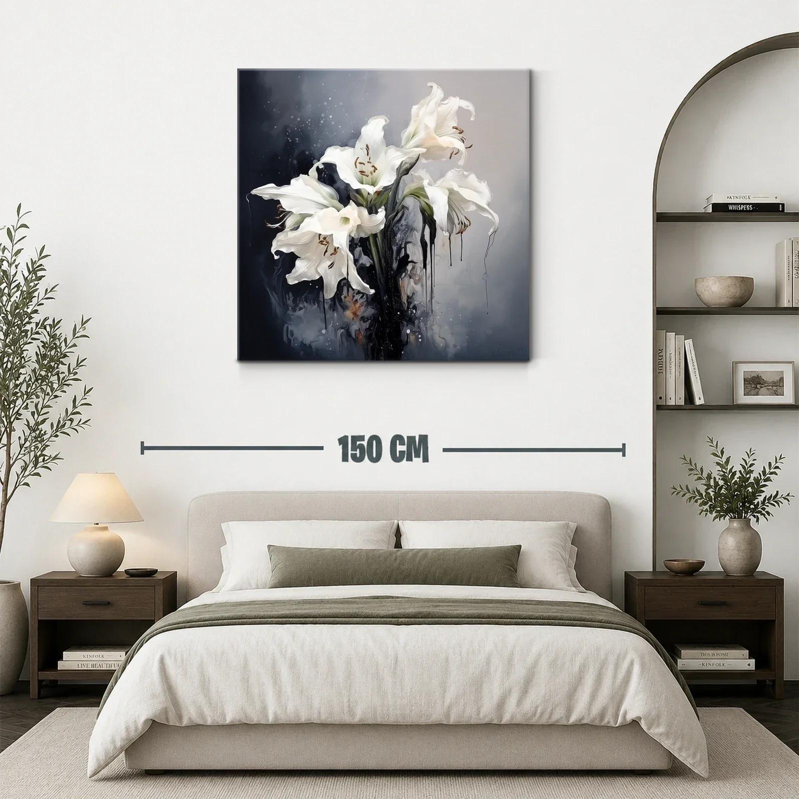 Cuadro flores blancas con fondo difuminado oscuro y claro — miniatura 3