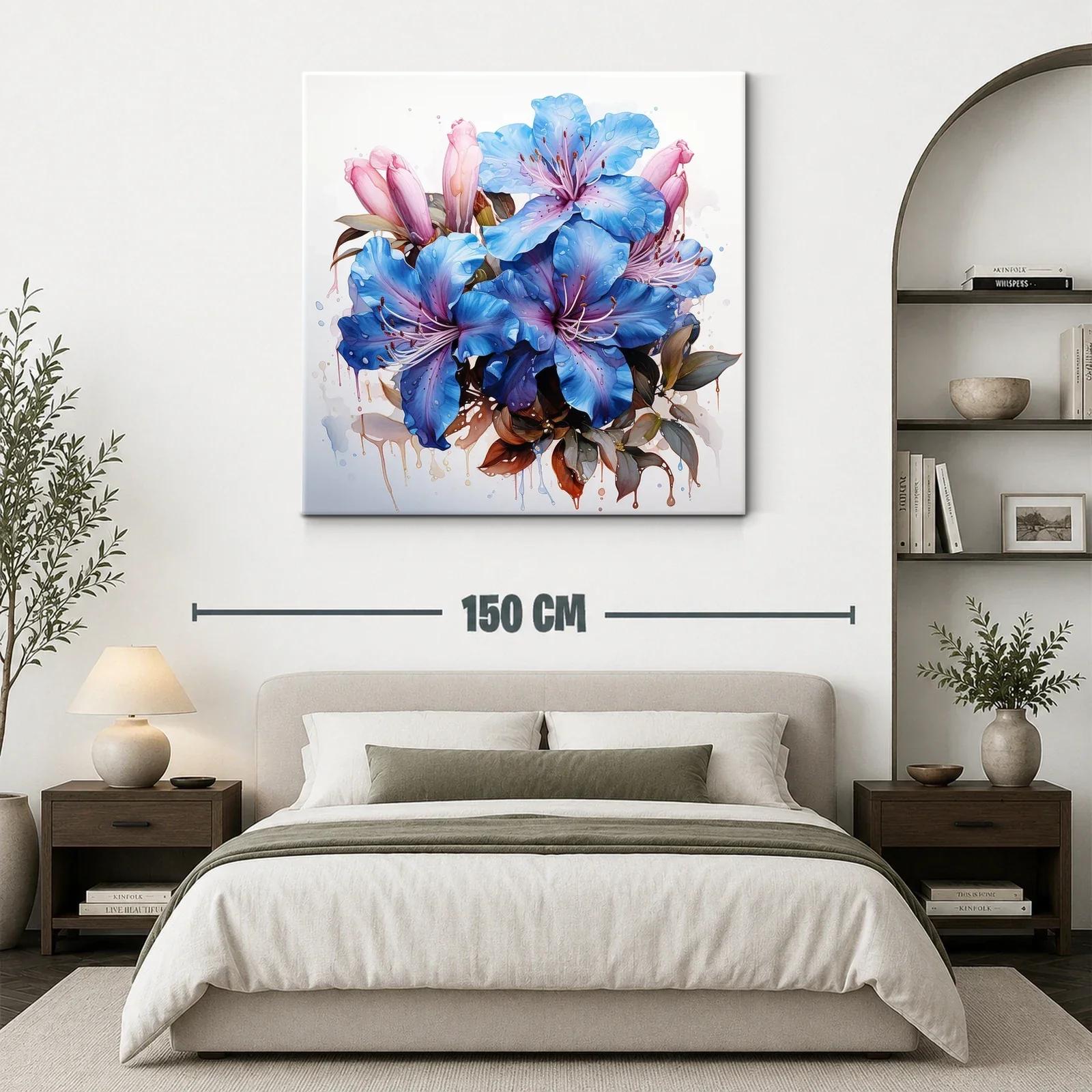 Vibrante composición floral con tonos azules y rosados cálidos — miniatura 3